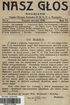 Nasz Głos : organ Okręgu Związku [Polskiego Nauczycielstwa Szkół Powszechnych] w Poznaniu : miesięcznik. R. 6, 1930, nr 1