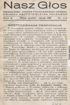 Nasz Głos : miesięcznik - organ Poznańskiego Okręgu Związku Nauczycielstwa Polskiego. R. 10, 1933, nr 4-5