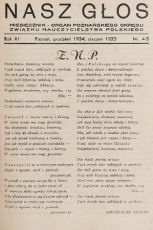 Nasz Głos : miesięcznik - organ Poznańskiego Okręgu Związku Nauczycielstwa Polskiego. R. 11, 1934, nr 4-5