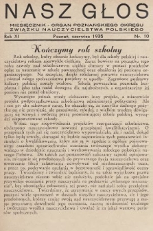 Nasz Głos : miesięcznik - organ Poznańskiego Okręgu Związku Nauczycielstwa Polskiego. R. 11, 1935, nr 10