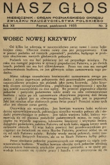 Nasz Głos : miesięcznik - organ Poznańskiego Okręgu Związku Nauczycielstwa Polskiego. 1935, nr 2