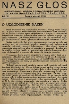Nasz Głos : miesięcznik - organ Poznańskiego Okręgu Związku Nauczycielstwa Polskiego. 1936, nr 5