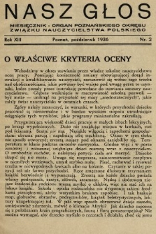 Nasz Głos : miesięcznik - organ Poznańskiego Okręgu Związku Nauczycielstwa Polskiego. 1936, nr 2