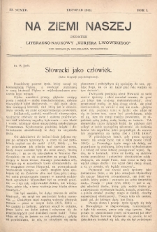 Na Ziemi Naszej : dodatek literacko-naukowy „Kurjera Lwowskiego”. 1909, nr 22