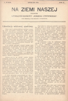 Na Ziemi Naszej : dodatek literacko-naukowy „Kurjera Lwowskiego”. 1910, nr 8