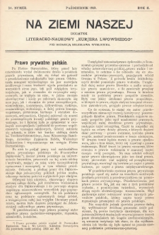 Na Ziemi Naszej : dodatek literacko-naukowy „Kurjera Lwowskiego”. 1910, nr 20