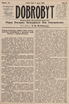Dobrobyt : dwutygodnik ekonomiczno-społeczny. 1903, nr 13