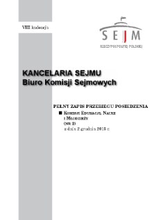 Pełny Zapis Przebiegu Posiedzenia Komisji Edukacji, Nauki i Młodzieży (nr 2 ) z dnia 2 grudnia 2015 r.