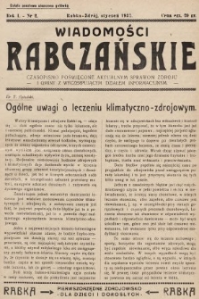 Wiadomości Rabczańskie : czasopismo poświęcone aktualnym sprawom zdroju i gminy z wyczerpującym działem informacyjnym. 1937, nr 2