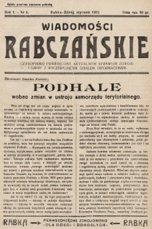 Wiadomości Rabczańskie : czasopismo poświęcone aktualnym sprawom zdroju i gminy z wyczerpującym działem informacyjnym. 1937, nr 3