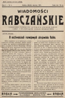 Wiadomości Rabczańskie : czasopismo poświęcone aktualnym sprawom zdroju i gminy z wyczerpującym działem informacyjnym. 1937, nr 5