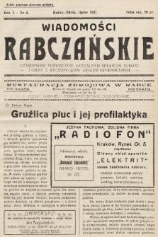 Wiadomości Rabczańskie : czasopismo poświęcone aktualnym sprawom zdroju i gminy z wyczerpującym działem informacyjnym. 1937, nr 9