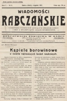 Wiadomości Rabczańskie : czasopismo poświęcone aktualnym sprawom zdroju i gminy z wyczerpującym działem informacyjnym. 1937, nr 11
