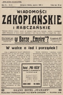 Wiadomości Zakopiańskie i Rabczańskie : czasopismo poświęcone aktualnym sprawom obu uzdrowisk z bogatą kroniką towarzyską i sportową, z wyczerpującym działem informacyjnym. 1938, nr 18