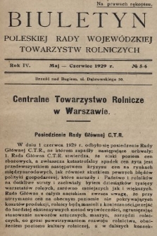 Biuletyn Poleskiej Rady Wojewódzkiej Towarzystw Rolniczych. 1929, nr 5-6