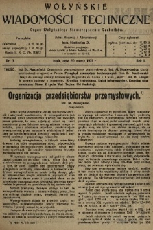 Wołyńskie Wiadomości Techniczne : organ Wołyńskiego Stowarzyszenia Techników. 1926, nr 3