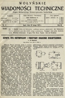 Wołyńskie Wiadomości Techniczne : organ Wołyńskiego Stowarzyszenia Techników. 1927, nr 2