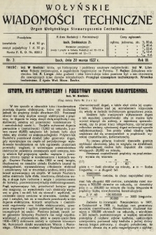Wołyńskie Wiadomości Techniczne : organ Wołyńskiego Stowarzyszenia Techników. 1927, nr 3