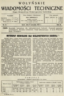 Wołyńskie Wiadomości Techniczne : organ Wołyńskiego Stowarzyszenia Techników. 1927, nr 9