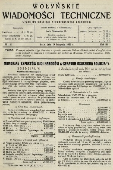 Wołyńskie Wiadomości Techniczne : organ Wołyńskiego Stowarzyszenia Techników. 1927, nr 11