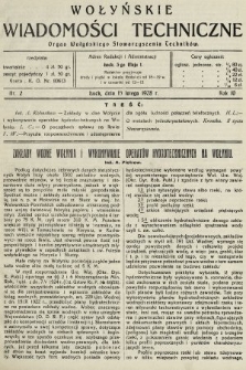 Wołyńskie Wiadomości Techniczne : organ Wołyńskiego Stowarzyszenia Techników. 1928, nr 2