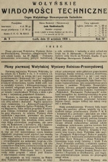 Wołyńskie Wiadomości Techniczne : organ Wołyńskiego Stowarzyszenia Techników. 1928, nr 9