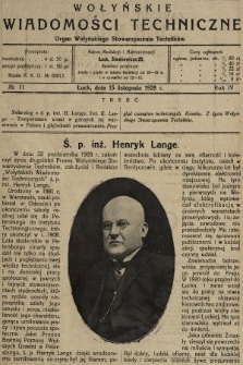 Wołyńskie Wiadomości Techniczne : organ Wołyńskiego Stowarzyszenia Techników. 1928, nr 11