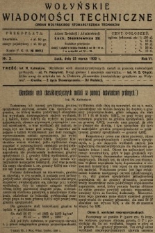 Wołyńskie Wiadomości Techniczne : organ Wołyńskiego Stowarzyszenia Techników. 1930, nr 3