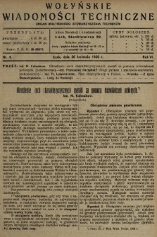 Wołyńskie Wiadomości Techniczne : organ Wołyńskiego Stowarzyszenia Techników. 1930, nr 4