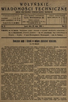 Wołyńskie Wiadomości Techniczne : organ Wołyńskiego Stowarzyszenia Techników. 1930, nr 5