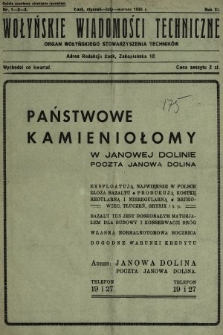 Wołyńskie Wiadomości Techniczne : organ Wołyńskiego Stowarzyszenia Techników. 1935, nr 1-2-3