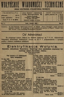 Wołyńskie Wiadomości Techniczne : organ Wołyńskiego Stowarzyszenia Techników. 1935, nr 11