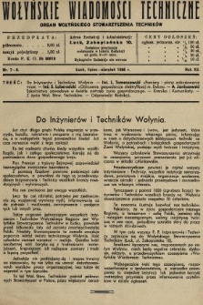 Wołyńskie Wiadomości Techniczne : organ Wołyńskiego Stowarzyszenia Techników. 1936, nr 7-8