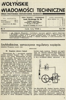 Wołyńskie Wiadomości Techniczne : organ Wołyńskiego Stowarzyszenia Techników. 1938, nr 2