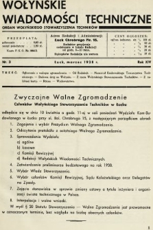 Wołyńskie Wiadomości Techniczne : organ Wołyńskiego Stowarzyszenia Techników. 1938, nr 3