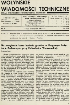 Wołyńskie Wiadomości Techniczne : organ Wołyńskiego Stowarzyszenia Techników. 1938, nr 8