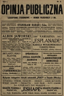 Opinja Publiczna : czasopismo tygodniowe. 1920, nr 2