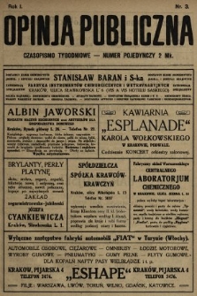 Opinja Publiczna : czasopismo tygodniowe. 1920, nr 3