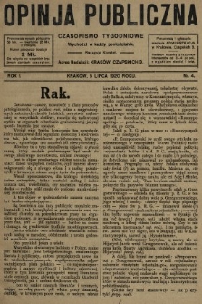 Opinja Publiczna : czasopismo tygodniowe. 1920, nr 4