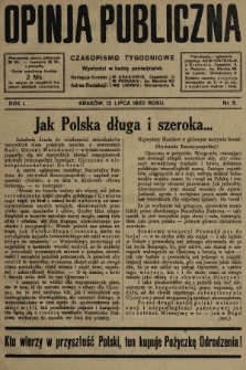 Opinja Publiczna : czasopismo tygodniowe. 1920, nr 5