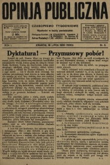 Opinja Publiczna : czasopismo tygodniowe. 1920, nr 6