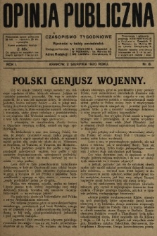 Opinja Publiczna : czasopismo tygodniowe. 1920, nr 8