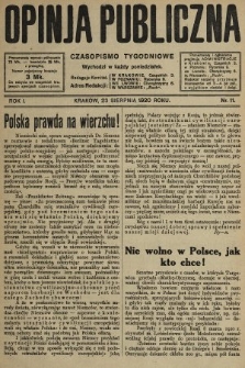 Opinja Publiczna : czasopismo tygodniowe. 1920, nr 11