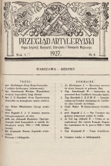 Przegląd Artyleryjski : organ artylerii, marynarki, uzbrojenia i przemysłu wojennego. 1927, nr 8