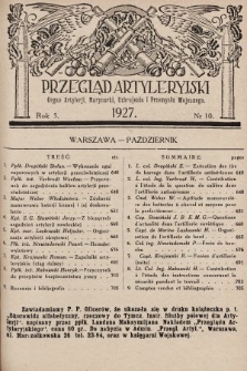 Przegląd Artyleryjski : organ artylerii, marynarki, uzbrojenia i przemysłu wojennego. 1927, nr 10