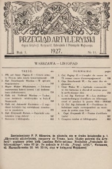 Przegląd Artyleryjski : organ artylerii, marynarki, uzbrojenia i przemysłu wojennego. 1927, nr 11