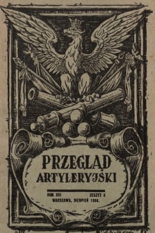 Przegląd Artyleryjski : miesięcznik wydawany przez Departament Artylerii M. S. Wojsk. 1938, nr 8