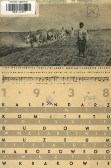 Kalendarz Komitetu Budowy Muzeum Narodowego w Krakowie na Rok 1938