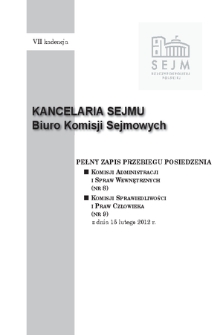 Pełny Zapis Przebiegu Posiedzenia Komisji Administracji i Spraw Wewnętrznych (nr 8) z dnia 15 lutego 2012 r.