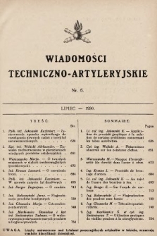Wiadomości Techniczno-Artyleryjskie. 1930, nr 6